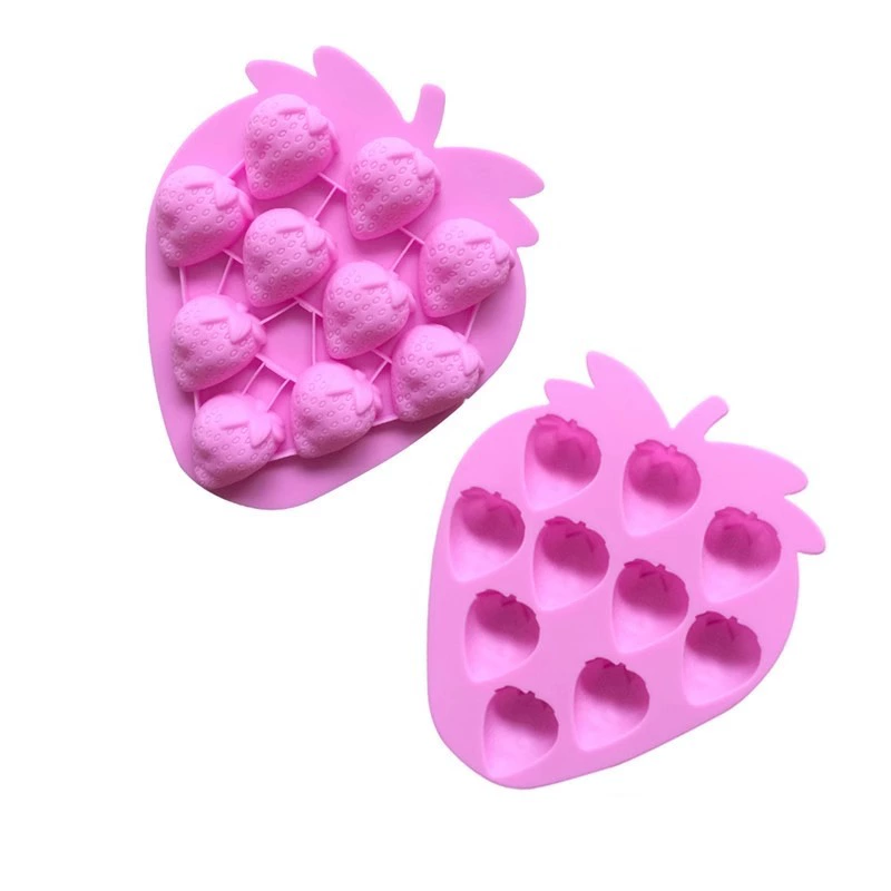 Silicone mold, strawberry, acrylic ice cubes, DIY