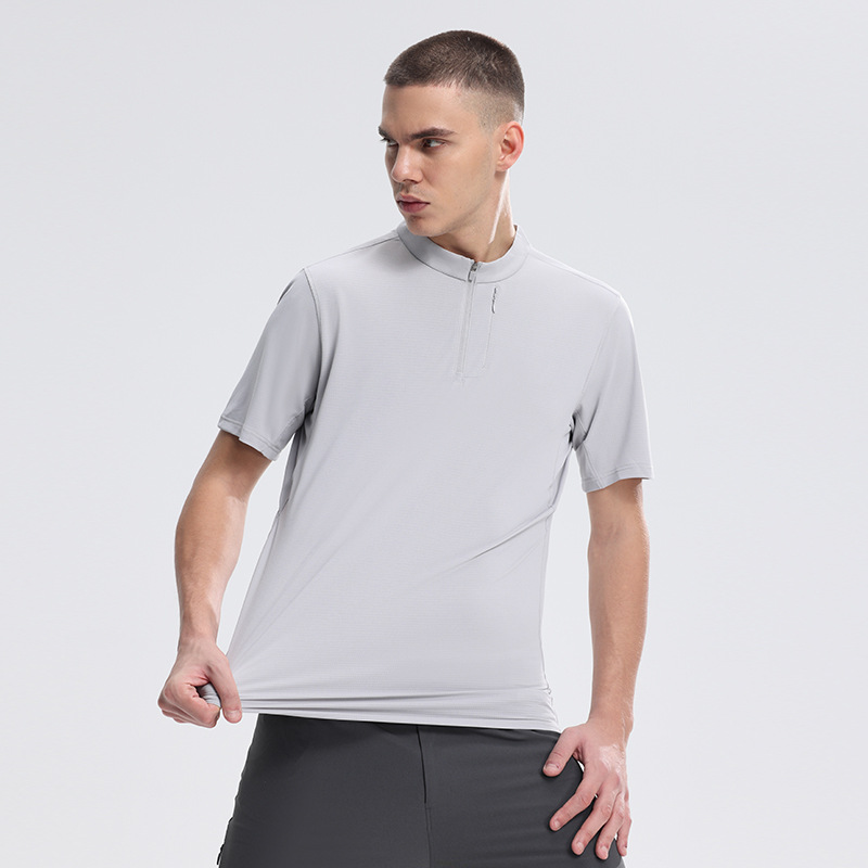 Camiseta Deportiva de Secado Rápido, Transpirable y Refrescante para Correr al Aire Libre, con Media Cremallera, Nueva Colección Verano 2025, Comercio Exterior Transfronterizo