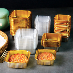 Factory direct new Mid-Autumn moon cake packaging box blister inner holder transparent golden moon cake holder blister box wholesale