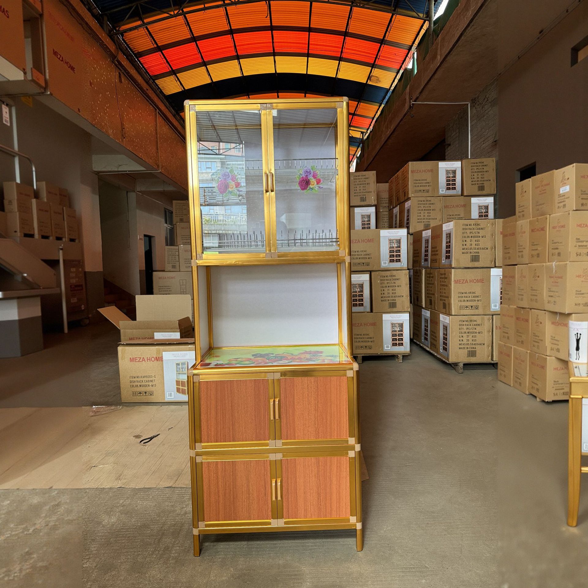 Fábrica de Foshan armario de aleación de aluminio drenaje armario de cocina armario de almacenamiento armario de comedor armario de almacenamiento armario de té