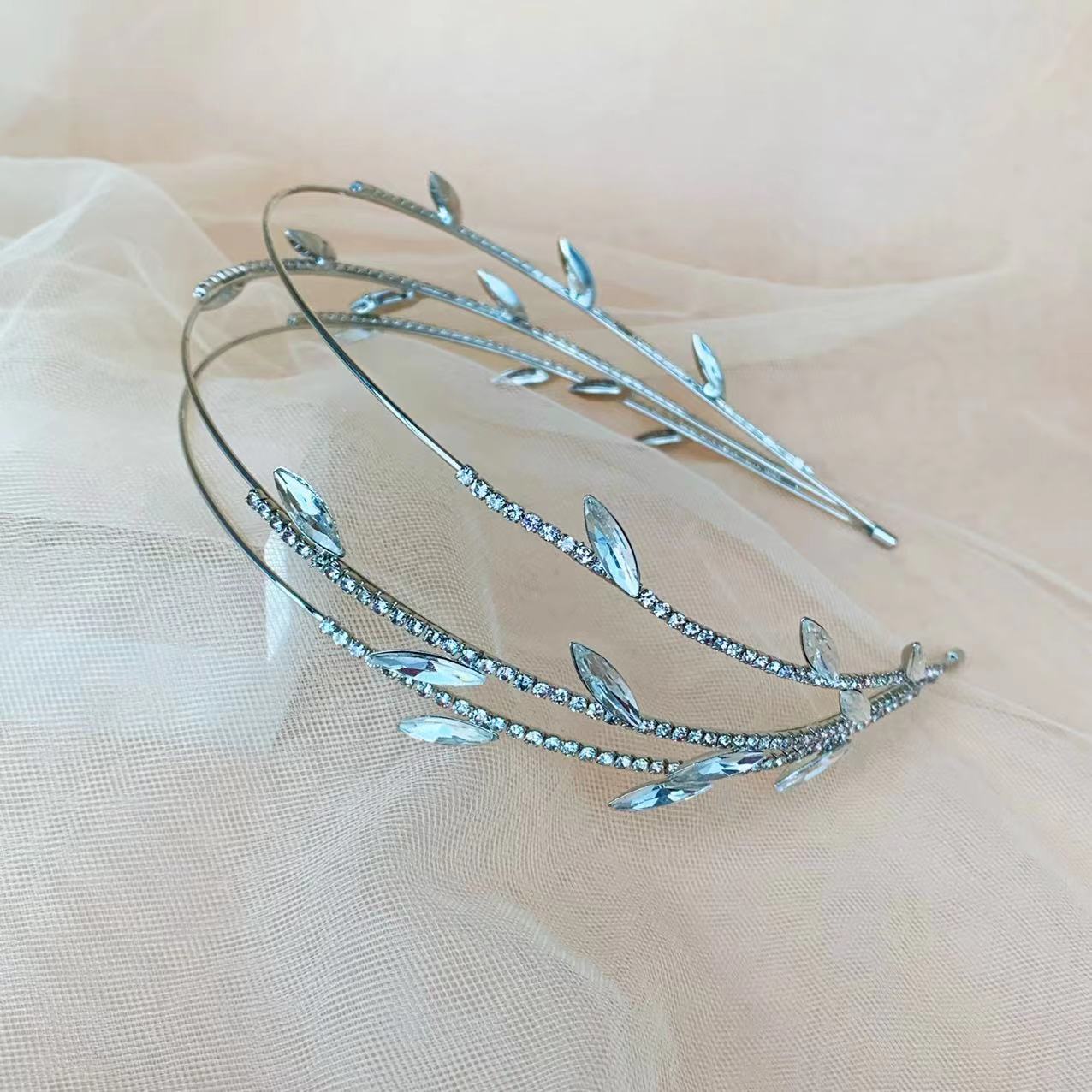 Fashion Leaf Iron Inlay Rhinestones Hair Band