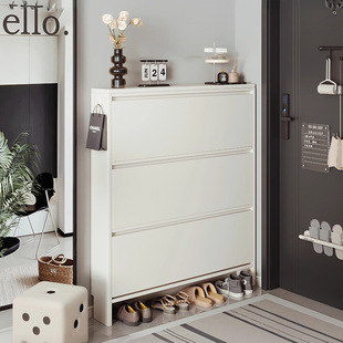 Ultra-Thin Shoe Cabinet for Home Entrance, Solid Wood Entryway, Extremely Thin and Narrow 2025 New Model, Foyer Flip Bucket 17cm Hallway Shoe Rack