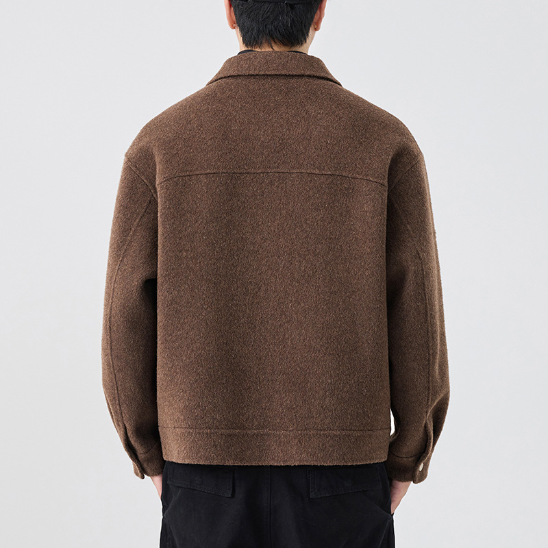 2025 invierno nuevo abrigo de cachemir de doble cara hombre casual multifuncional abrigo grueso hombre color café