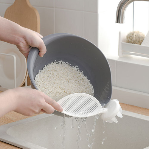 Kitchen rice washing spoon rice washing rice washing sieve household creative rice washing artifact brush plastic drain basket rice washing basin sieve