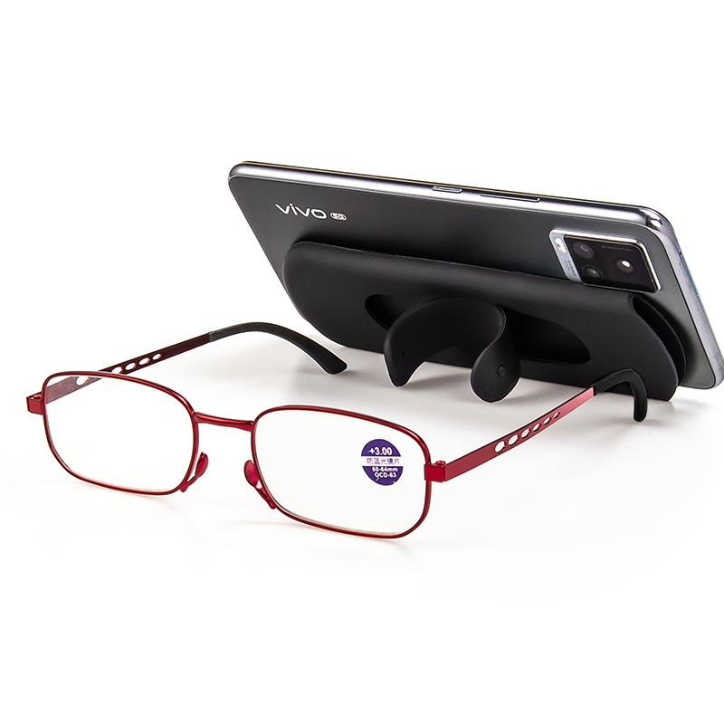 2022 nuevas gafas de teléfono móvil anti-marco de metal ligero azul soporte portátil gafas de lectura exquisitas de las mujeres gafas de lectura al por mayor