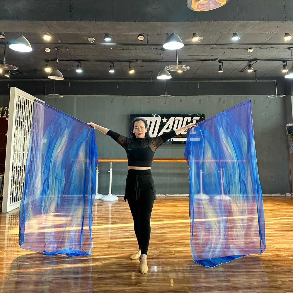 New Style Oriental Dance Praise Flag Chiffon Gradient Blue Dance Props Performance Backwear Manufacturer Wholesale Direct Sales