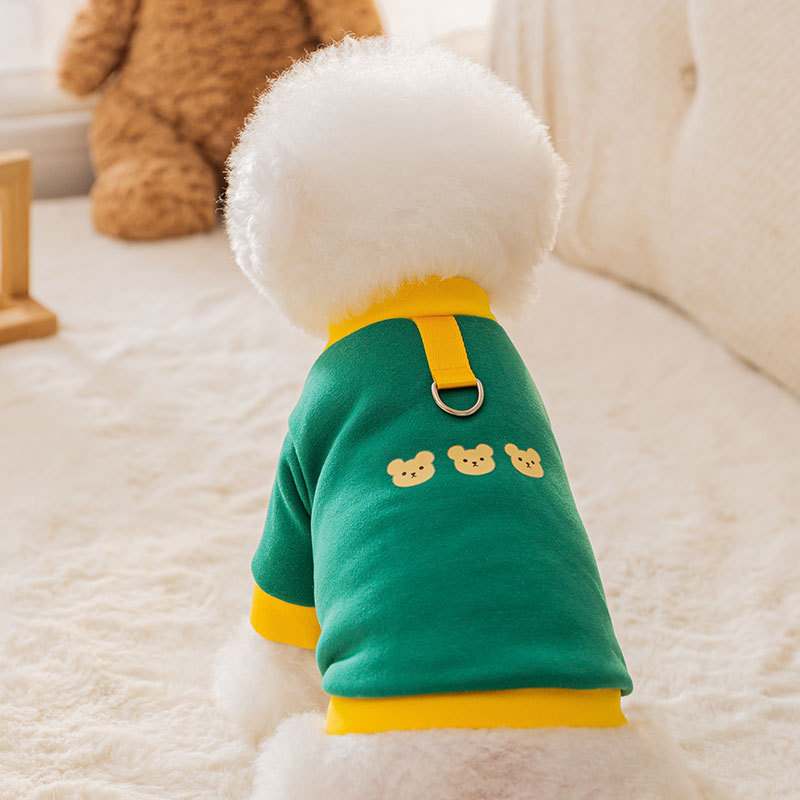 Suéter de tracción simple ropa de perro de dibujos animados perro pequeño oso de peluche ropa de dos patas ropa de gato suministros para mascotas