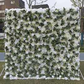 跨境厂家白色布底仿真花墙背景墙 婚礼婚庆布置道具仿真花绿植墙