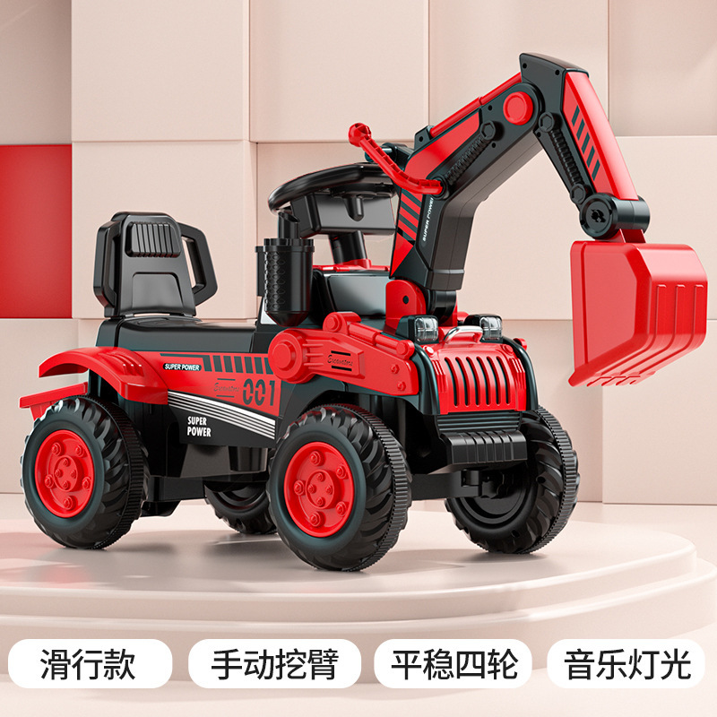 Excavadora de juguetes eléctricos para niños 1 - 5 años de edad coche de ingeniería puede sentarse en excavadora eléctrica de control remoto grande