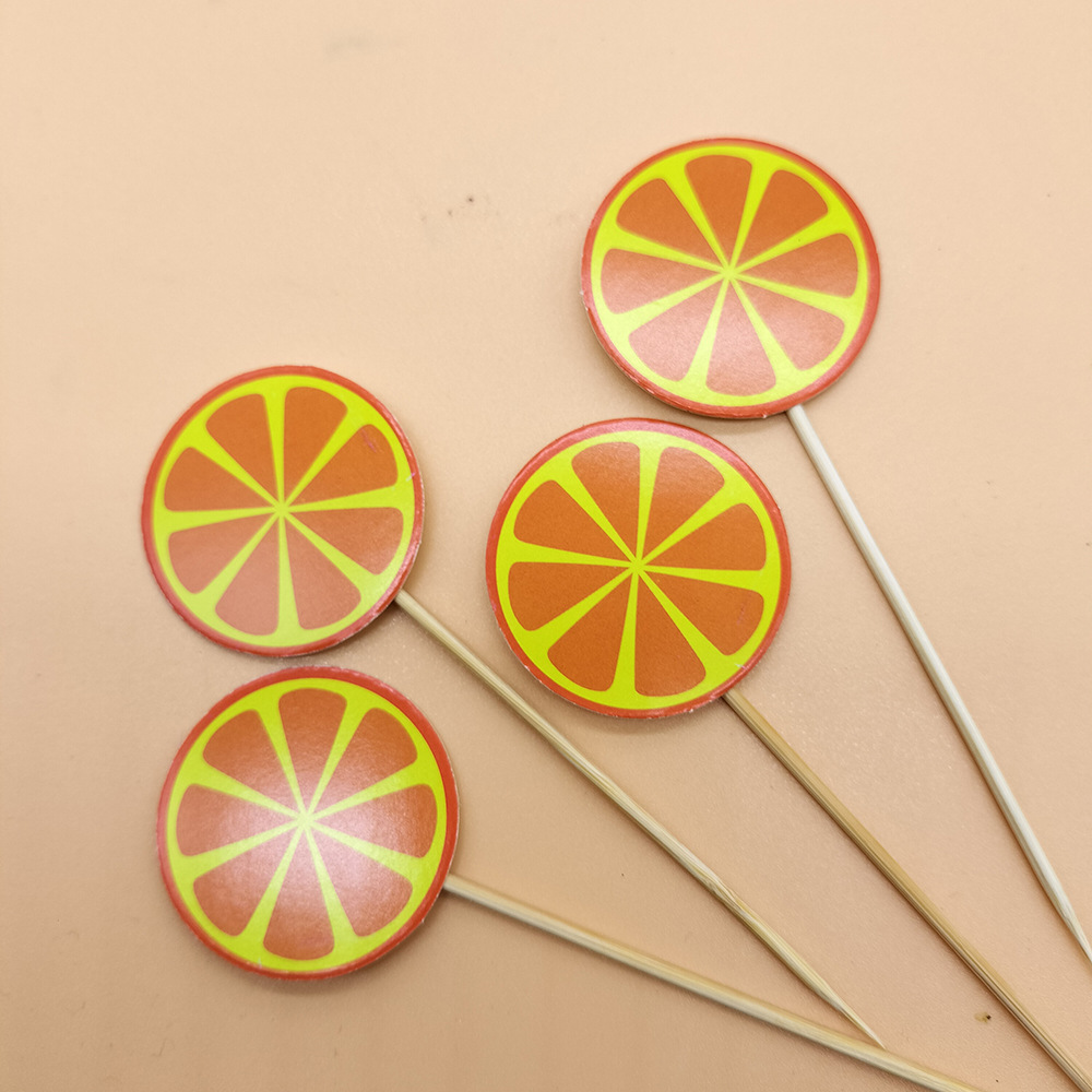 Palo de fruta desechable tenedor de fruta postre pastel de inserción de tarjeta de inserción plato de fruta decoración palo de bambú