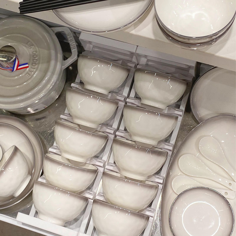 Jingdezhen Bowl Household Plates and Dishes Set Gradient Underglaze Color Ceramic Tableware 2024 New Bowls Bowls and Chopsticks Jingdezhen Bowl Household Plates and Dishes Set Gradient Underglaze Color Ceramic Tableware 2024 New Bowls Bowls and Chopsticks