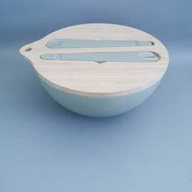 供应欧洲 Sedex认证竹粉料美耐皿木制盖碗叉勺套装