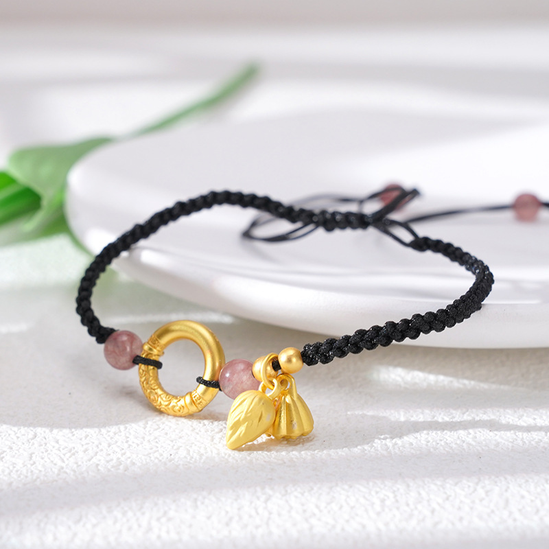 National tide powder crystal safety buckle anklet pure hand woven two-generation powder crystal foot decoration Wen Chuang jewelry supply wholesale