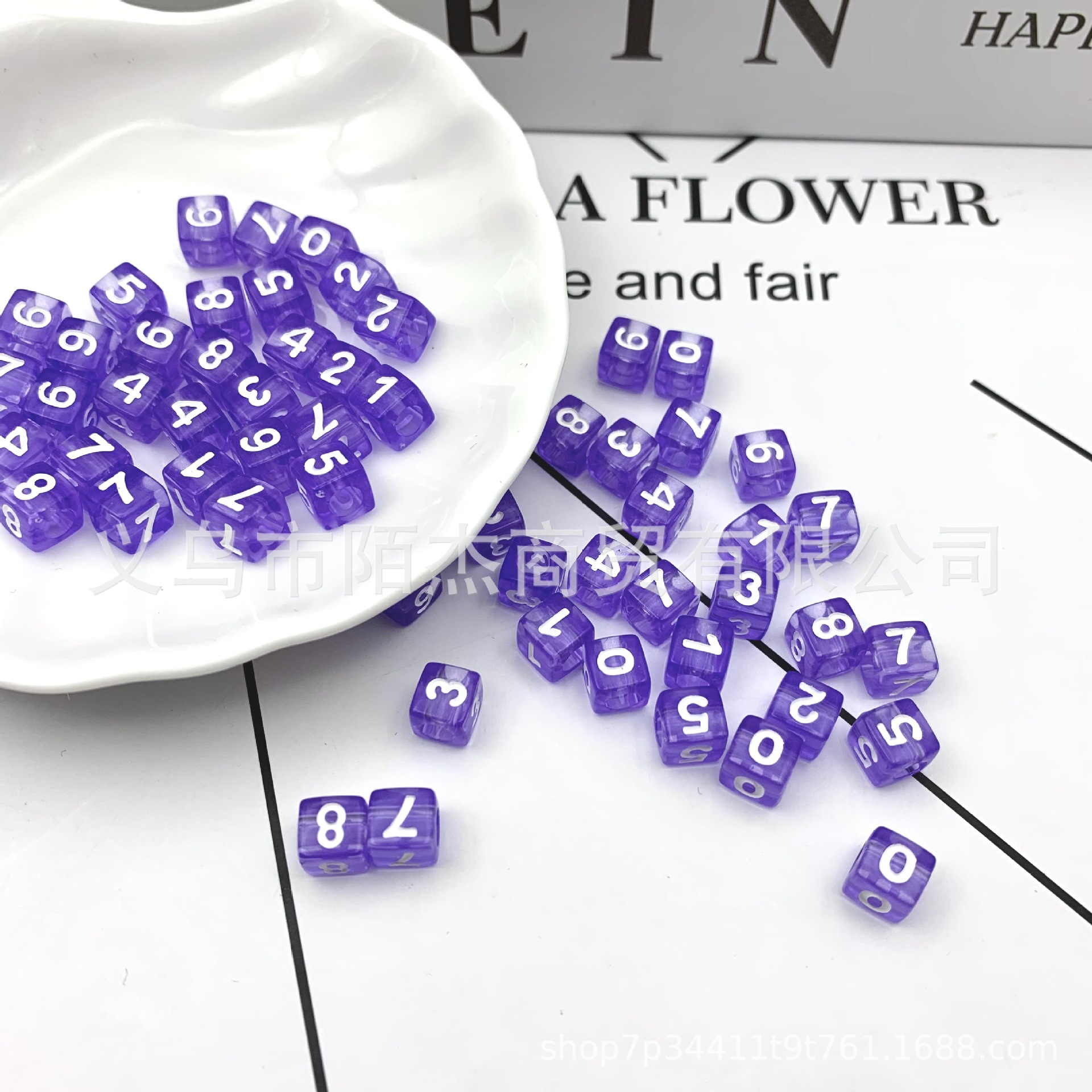 Transparent square acrylic beads with letters