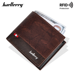 New Wallet Men's Short baellerry Cross-border Business Multi-card Open Wallet Youth Contrast Wallet