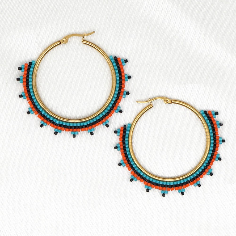 New Miyuki Bead Large Hoop Earrings Bohemian Style Fabulous Personality Earrings Female Source Factory Wholesale display picture 6