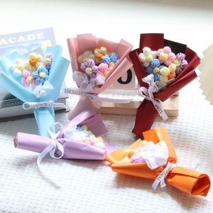 Mother's Day Valentine's Day creative knitting flower puff flower small bouquet wool bouquet floral decoration decoration gift gift