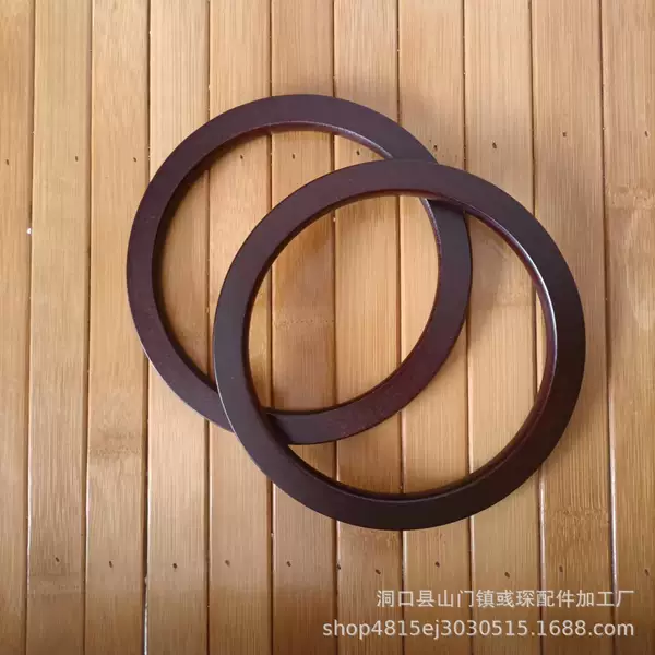 Luggage accessories large flat round wooden handle wooden handle handmade DIY woven bag accessories