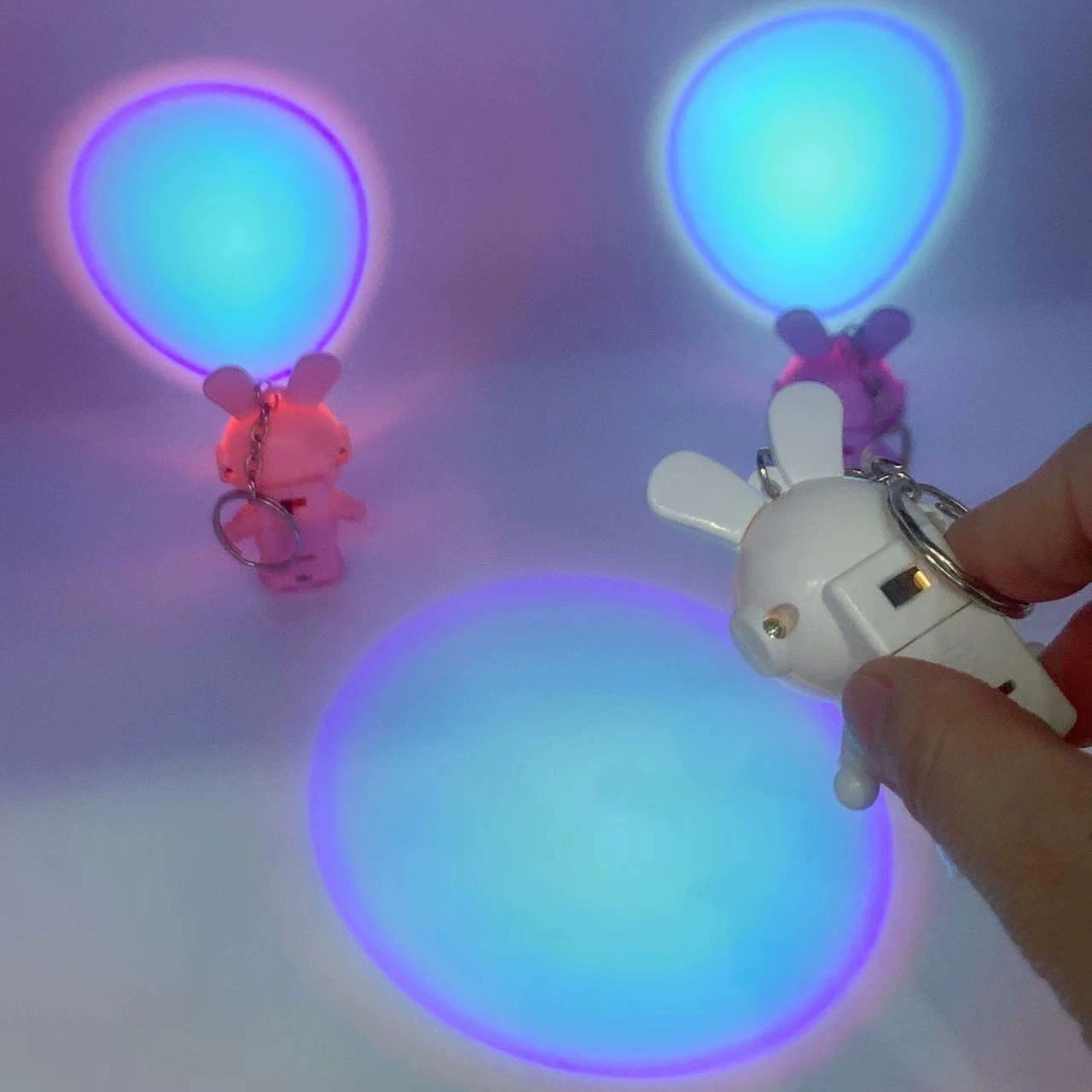 Space colorful rabbit, sunshine, keychain, lights, bag decoration