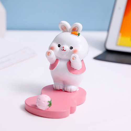 Cartoon animal mobile phone holder, cute desktop pet mobile phone holder, creative lazy person chasing drama support resin ornaments