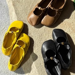 在庫があれば即出荷！女性用フレンチレトロプリーツ浅口スクエアトゥシューズ、女性用ソフトソールフラットメリージェーンシューズ