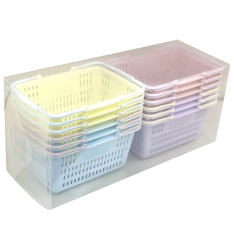 ネットレッド創意ミニショッピングバスケット日本式プラスチック手提げバスケットかわいい入浴化粧品収納ブルー子