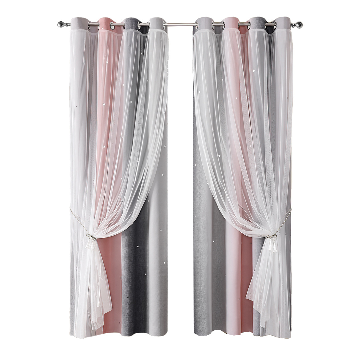 Inventario al por mayor Morandi rayas de gradiente transfronterizas de doble capa en una sola sombra cortina de acoplamiento de aluminio fuente de productos terminados fabricante