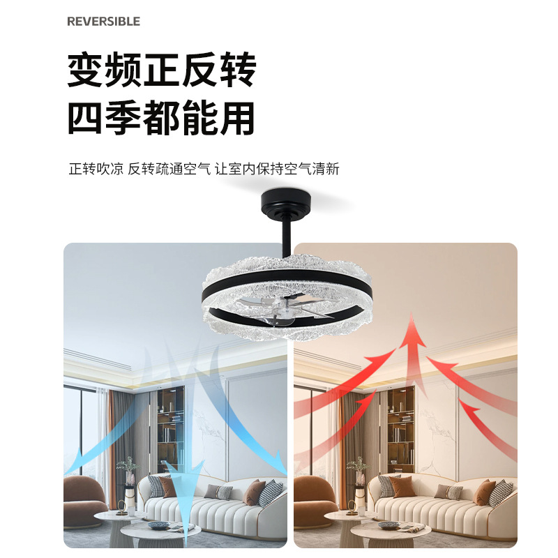 Ventilador de Techo con Luz Inversor de Acrílico y ABS con Control por App para Sala de Estar y Dormitorio