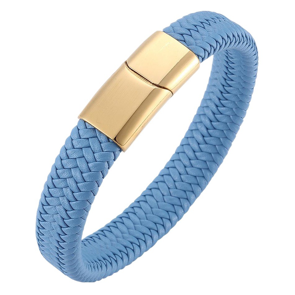 Pulsera de pareja de acero de titanio al por mayor caliente cuerda de cuero tejida de cuero genuino pulsera de moda simple europea y americana para hombres y mujeres