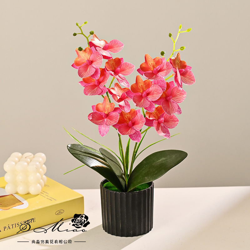 12 flores orquídeas mariposa sensación flor de simulación bonsai decoración del hogar fotografía flores de boda artificiales pequeños adornos verdes artificiales image 10