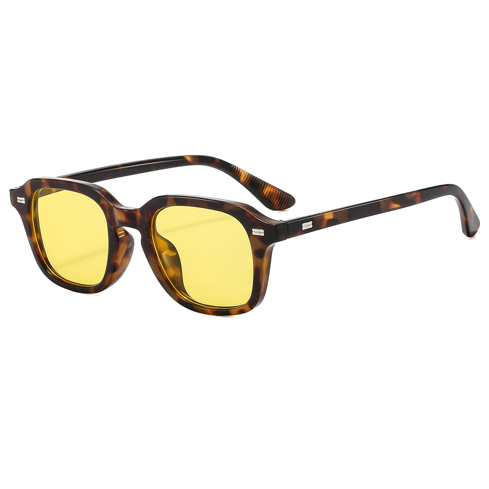 Occhiali da sole classici quadrati con montatura stretta in PC, colore beige sfumato, protezione UV, moda retrò, business, minimalisti, per uomo_voghion.com