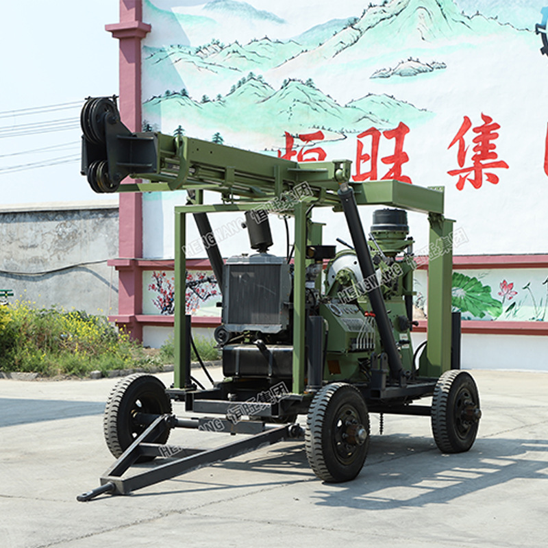 轮式液压水井钻机500米地质勘探取芯用钻机深水井打井机拖车钻机