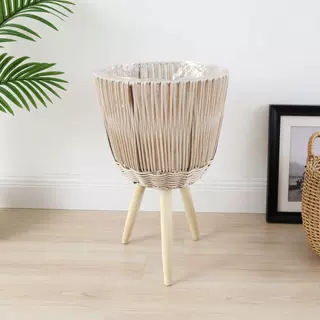 Cesta de Flores Decorativa Tejida a Mano de Cuerda de Papel para Sala de Estar y Oficina image 45