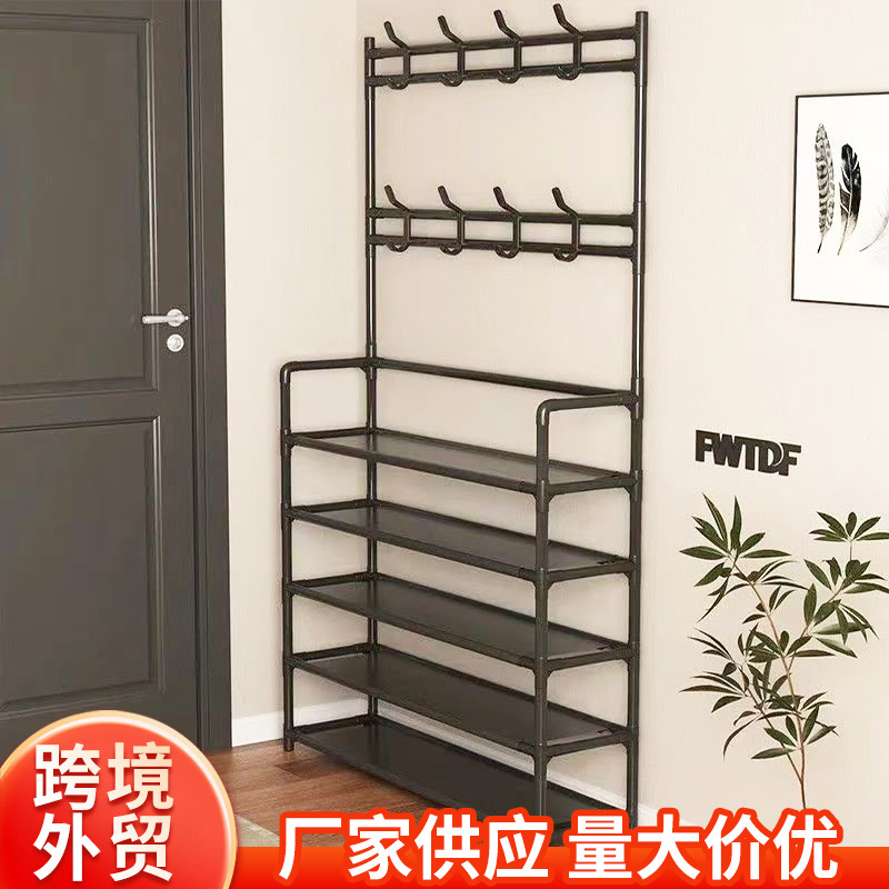 Zapatero transfronterizo puerta percha de una pieza para el hogar almacenamiento multifuncional zapatero perchero estante de montaje multicapa