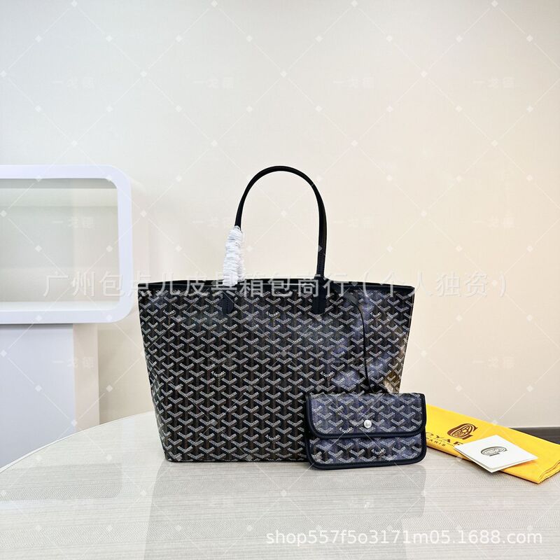 Goyard Shopping Bag Large Tote Bag with Small Pouch, Large Capacity Genuine Leather Handbag and Shoulder Bag, Simple and Versatile