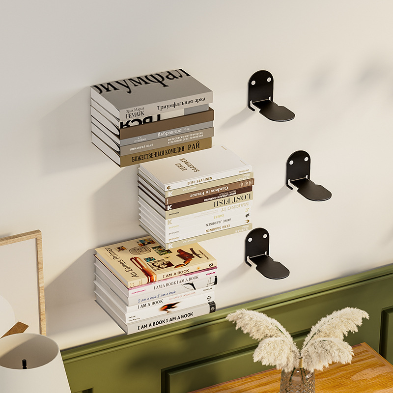 Nuevo gancho de pared de metal sin perforación estante de libros invisible estante de almacenamiento de libros multifuncional estante de almacenamiento de libros doméstico