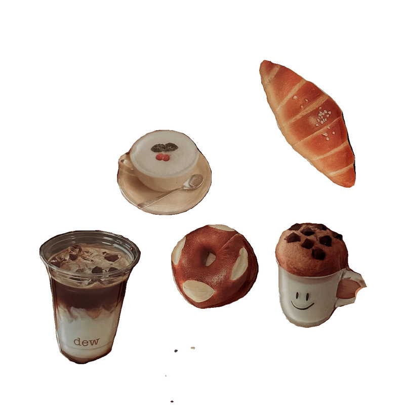 韓国のコーヒーの午後のお茶のアクリルの装飾の磁気は冷蔵庫を貼ってパンを貼ってケーキを焼きます。|undefined