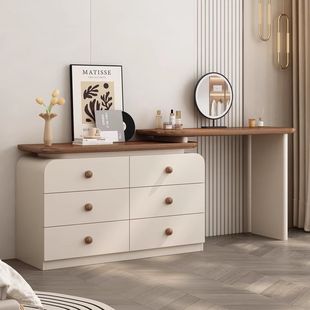Designer Simple New Walnut Retro Dressing Table All Solid Wood Dressing Table Cupboard Integrated Modern Bedroom