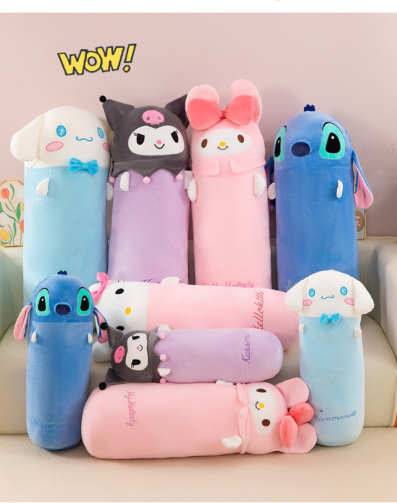 Cartoon Kuromi plush pillow, My Melody long plush toy, Sanrio sleeping companion, girl's gift