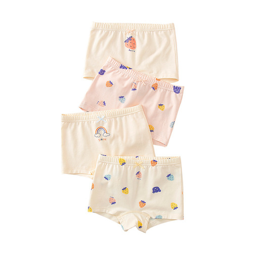 Children's boxer briefs summer cotton class A antibacterial girls' shorts medium and large children's cotton cartoon baby girls' underwear