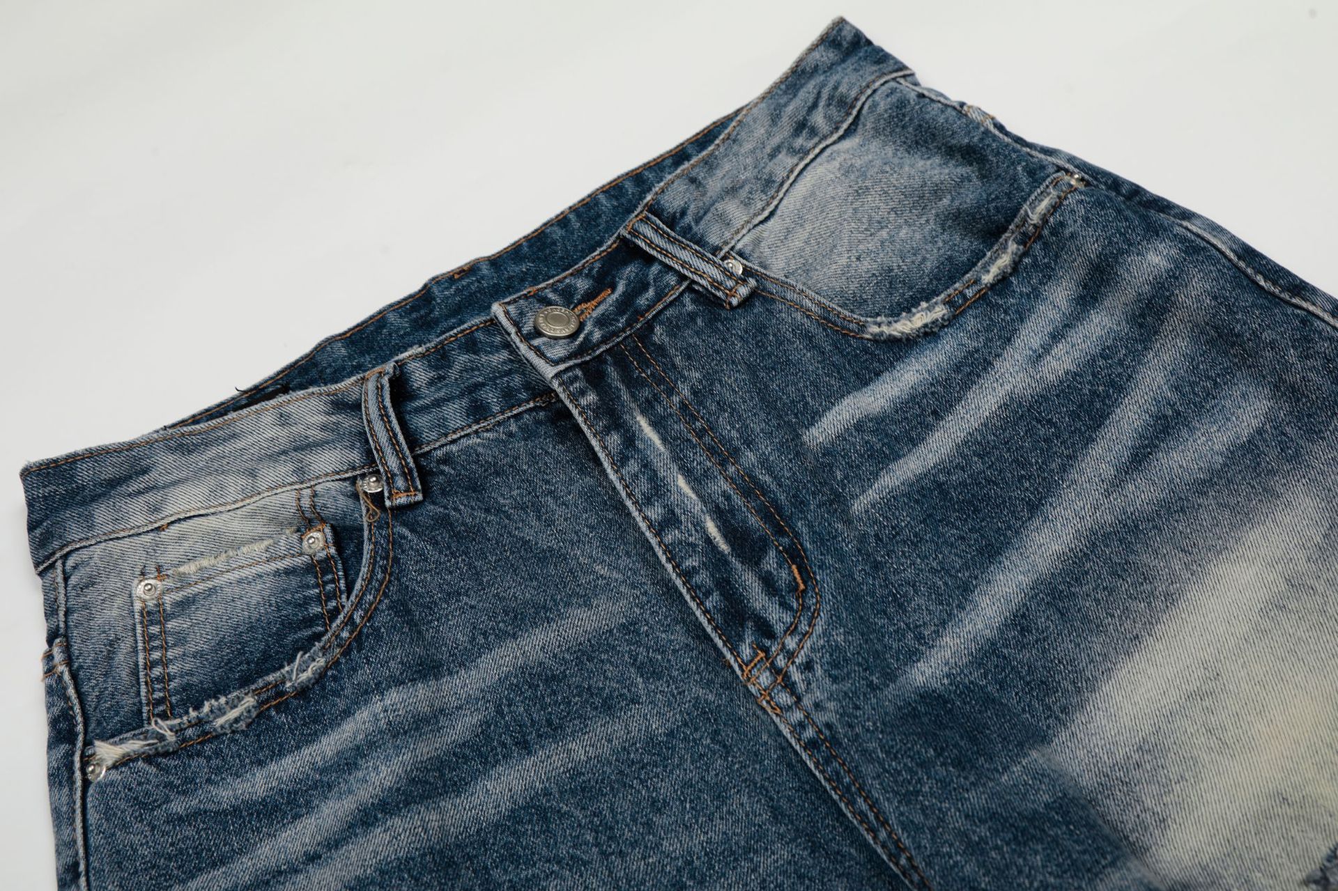 Men's High Street Style Jeans Loose Fit Retro Denim Whisker Texture Washed Feel_viptrois.com