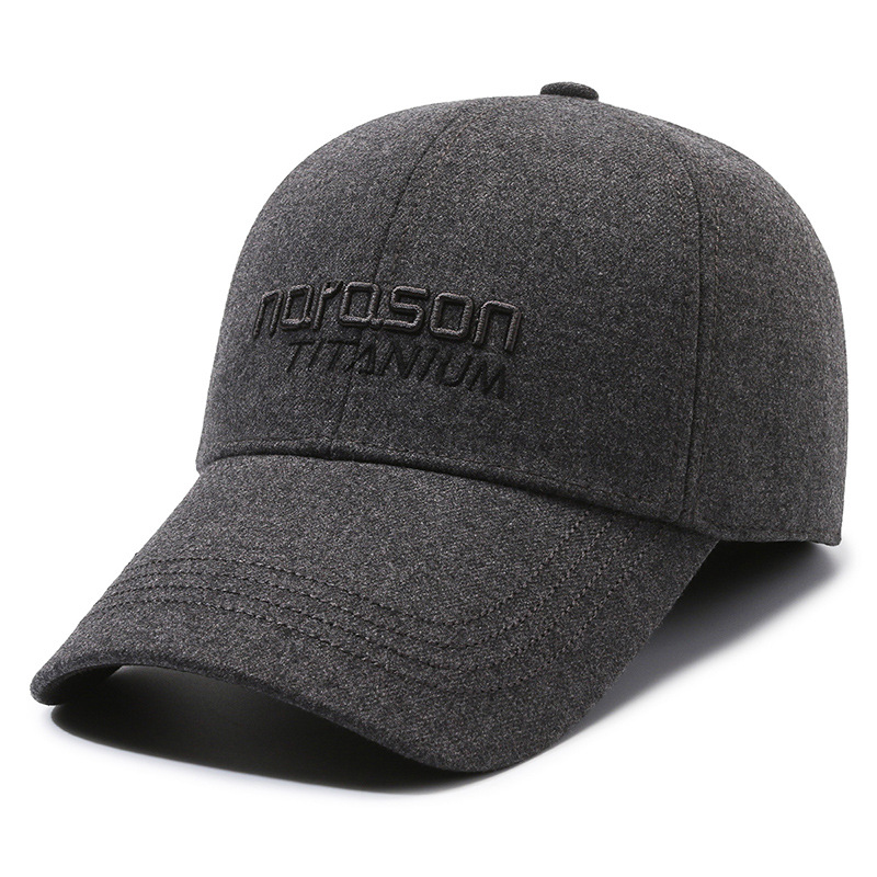 Embroidered Baseball Cap For Men Warm Winter Hat With Ear Flaps_voghion.com