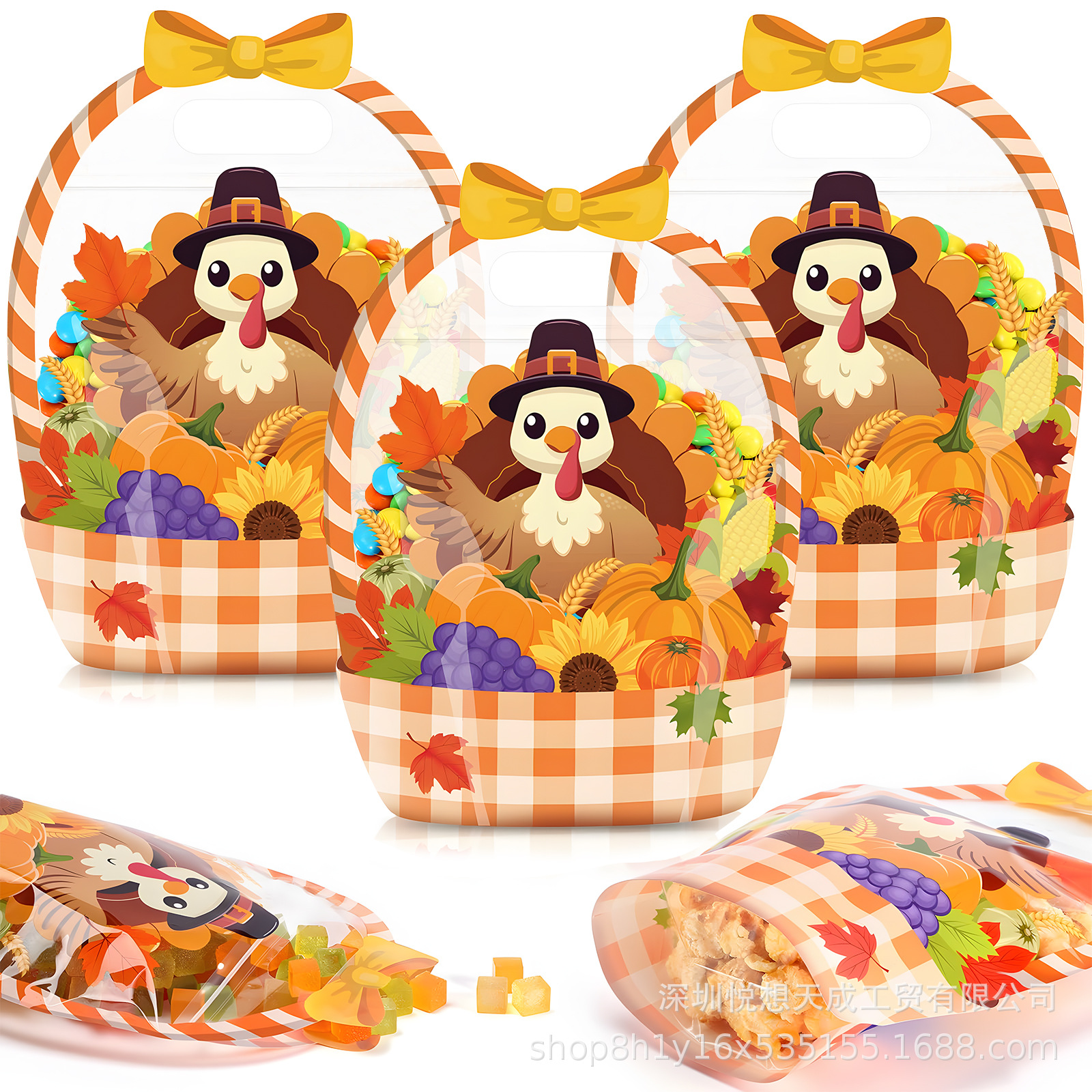 Amazon nuevo producto Favor Bags Transparent Pumpkin Halloween decoración de bolsas de dulces transparentes