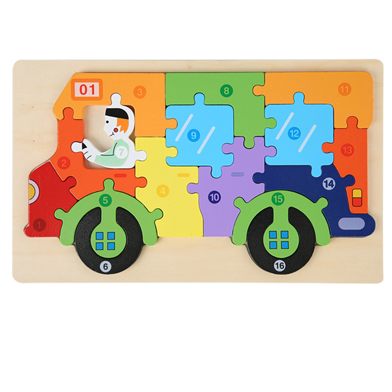 Juguetes de puzzle de madera de hebilla para niños pequeños Juguetes de bloque de bloques de construcción de bebés Juguetes de puzzle cognitivo de forma emparejada