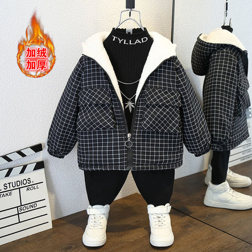 Girls' cotton coats autumn and winter  new winter clothing children's parkas plus velvet thickening warm winter cotton clothing