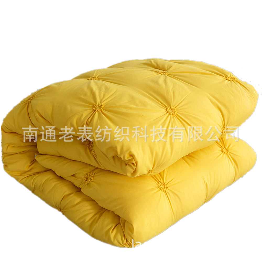 跨境亚马逊家纺床上用品空调被春秋被工艺揪花外贸被子枕套三件套