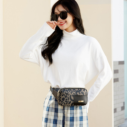 Leopard print small square bag, versatile for commuting, girls’ waist bag, shoulder bag, crossbody chest bag, can be shipped wholesale in one piece