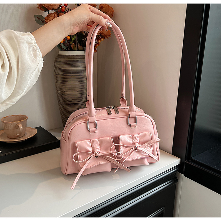 Elegant Women's Ballet Style Shoulder Bag With Bowknot Detail_voghion.com