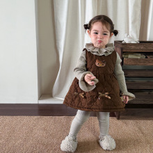 蔗梨童装女童连衣裙秋冬2025洋气儿童夹棉背心裙公主裙女宝宝裙子