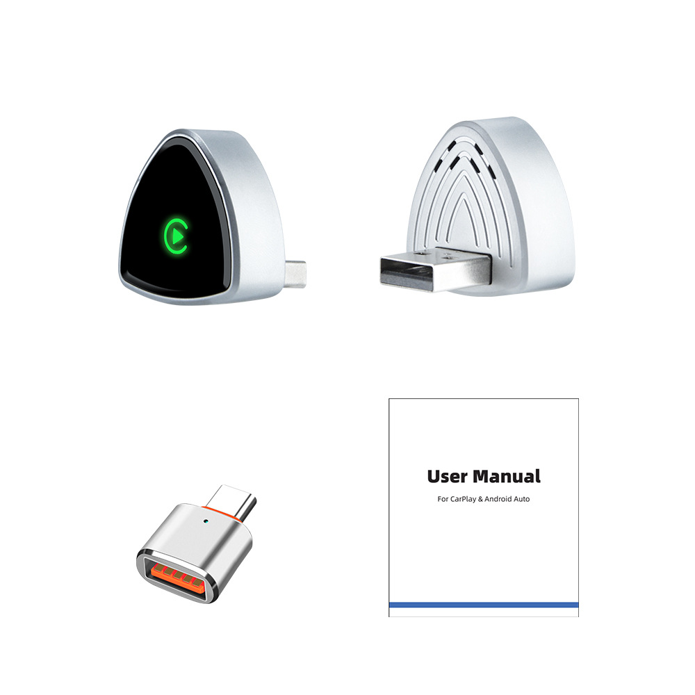 2-in-1 wireless CarPlay adapter for quick connection to the original wired car system, enabling smart connectivity in your vehicle
